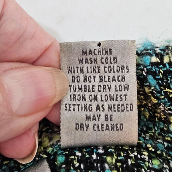 Chico's Tweed Jacket Button Shacket Academia Size 2 Large Green Black - Picture 6 of 8